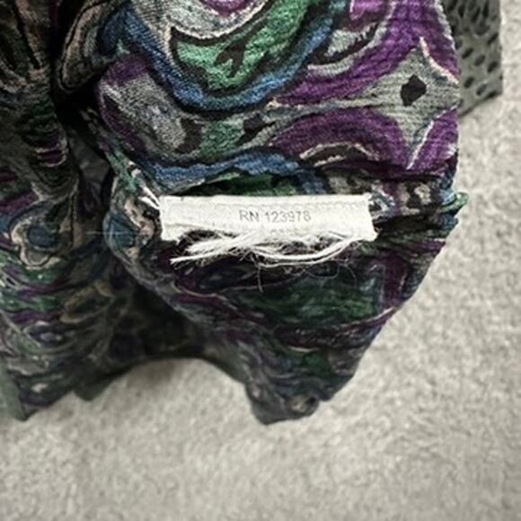 CCDK Copenhagen Size 38 (US 8) Sheer Tunic Top Multicolor Button Collar Boho - Picture 8 of 13